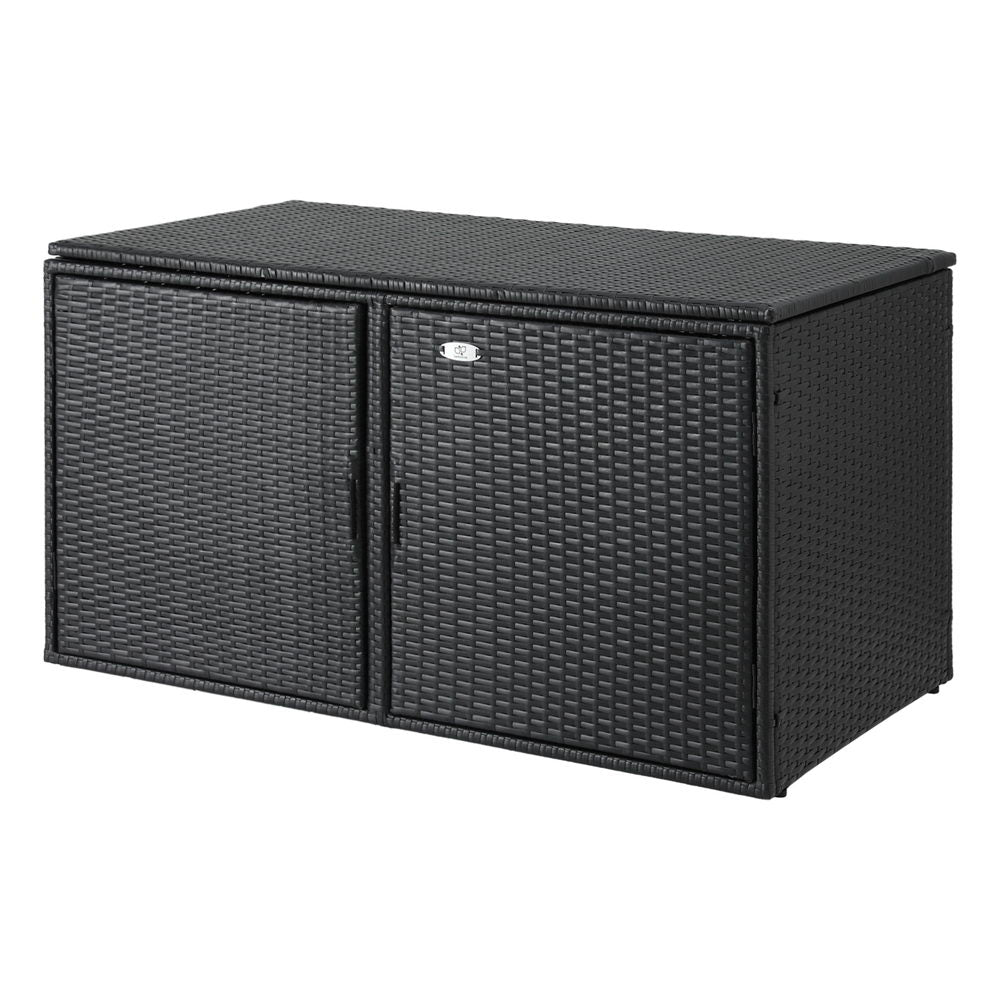Gardeon Outdoor Storage Cabinet Box Deck Wicker Shelf Chest Garden Shed Tools Black