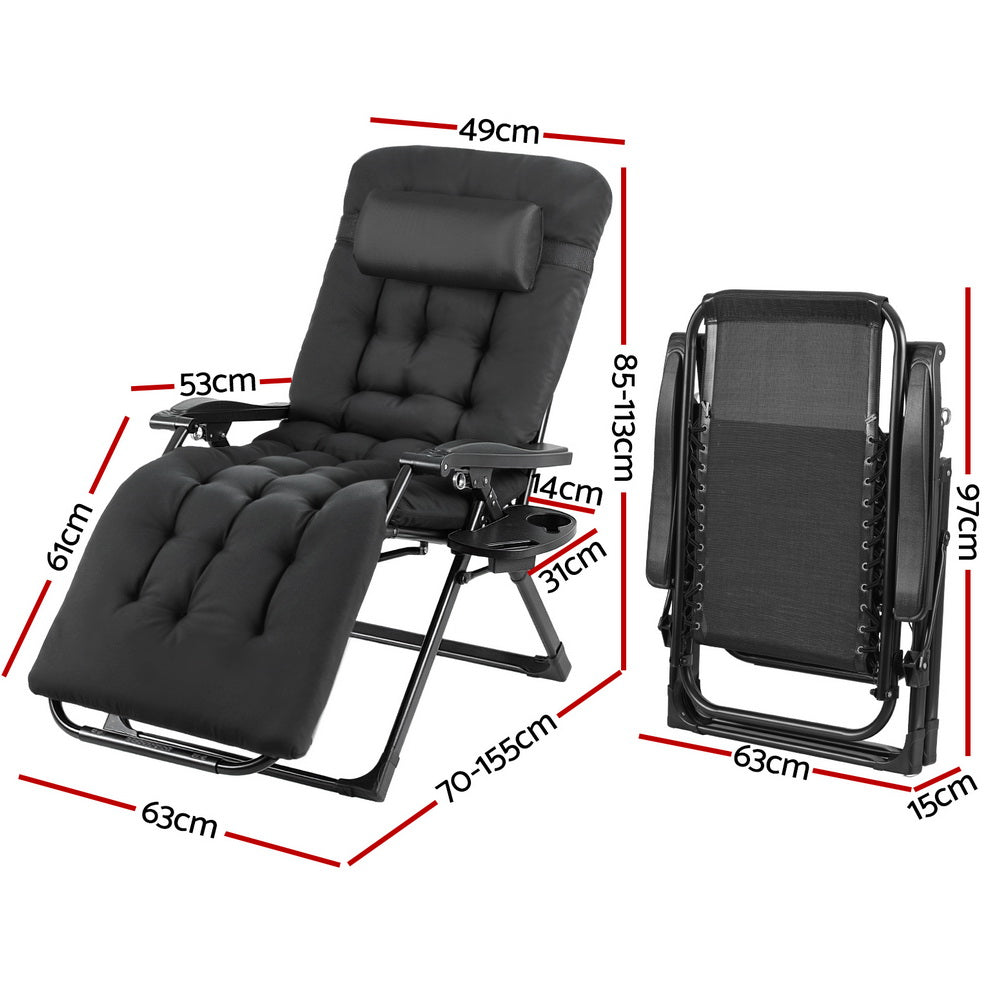 Gardeon Sun Lounge Lounger Folding Camping Zero Gravity Chair Outdoor Furniture
