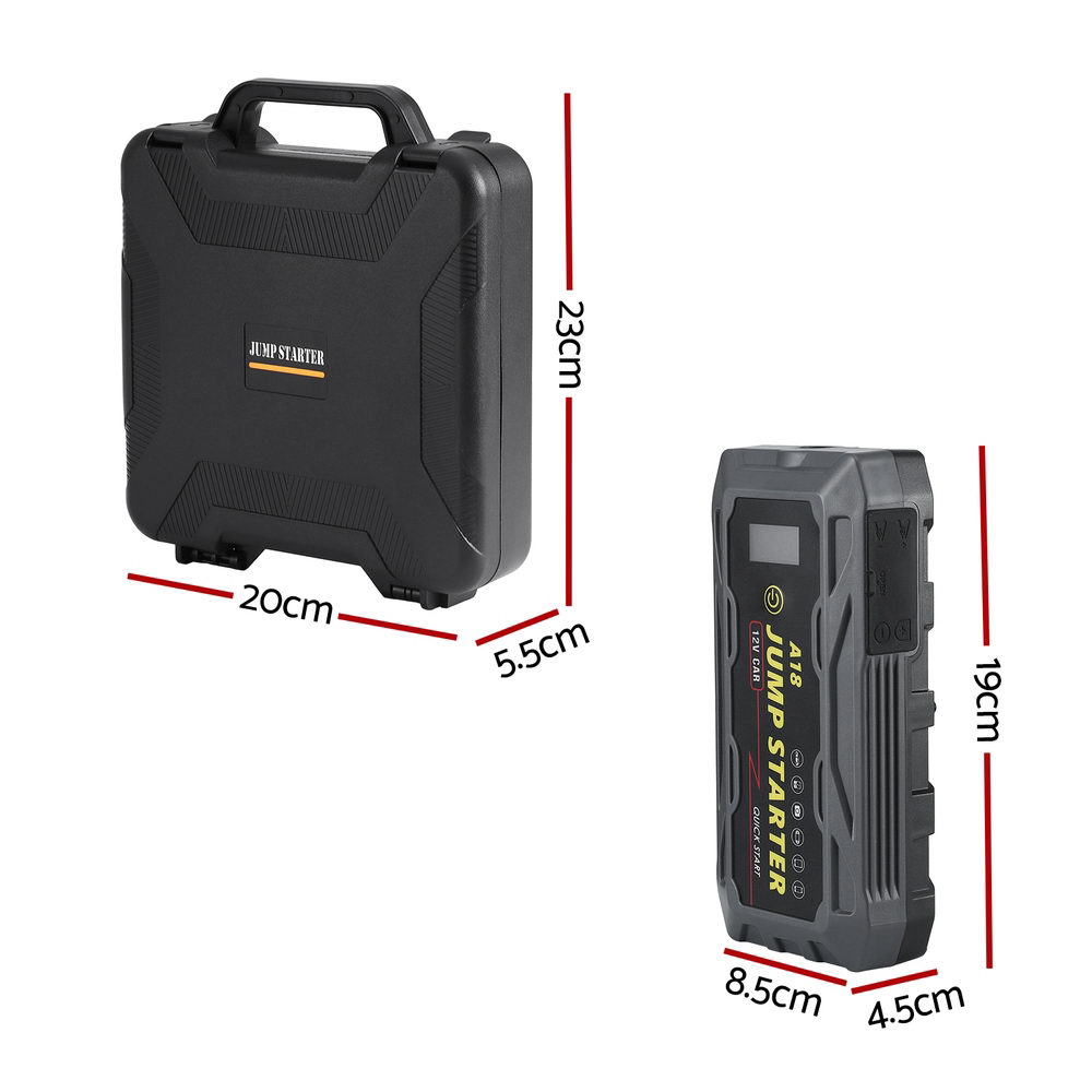 Giantz 2000A Portable Car Jump Starter 12V Lithium Battery Booster Pack Power Bank & Jumper Cables