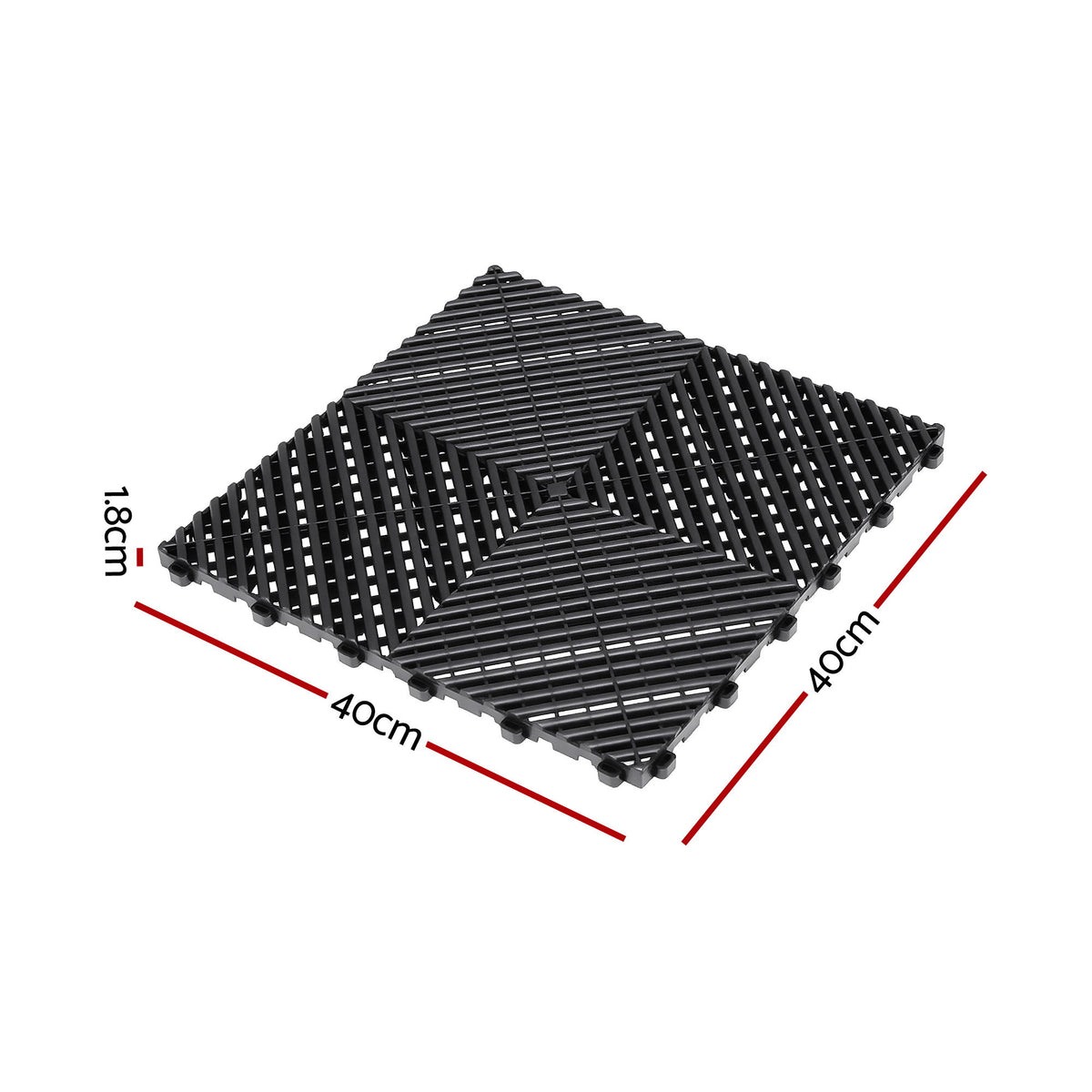 Giantz 20PCS Garage Floor Tiles Interlocking Drainage Non-Slip Tiles Heavy Duty for Workshop Black