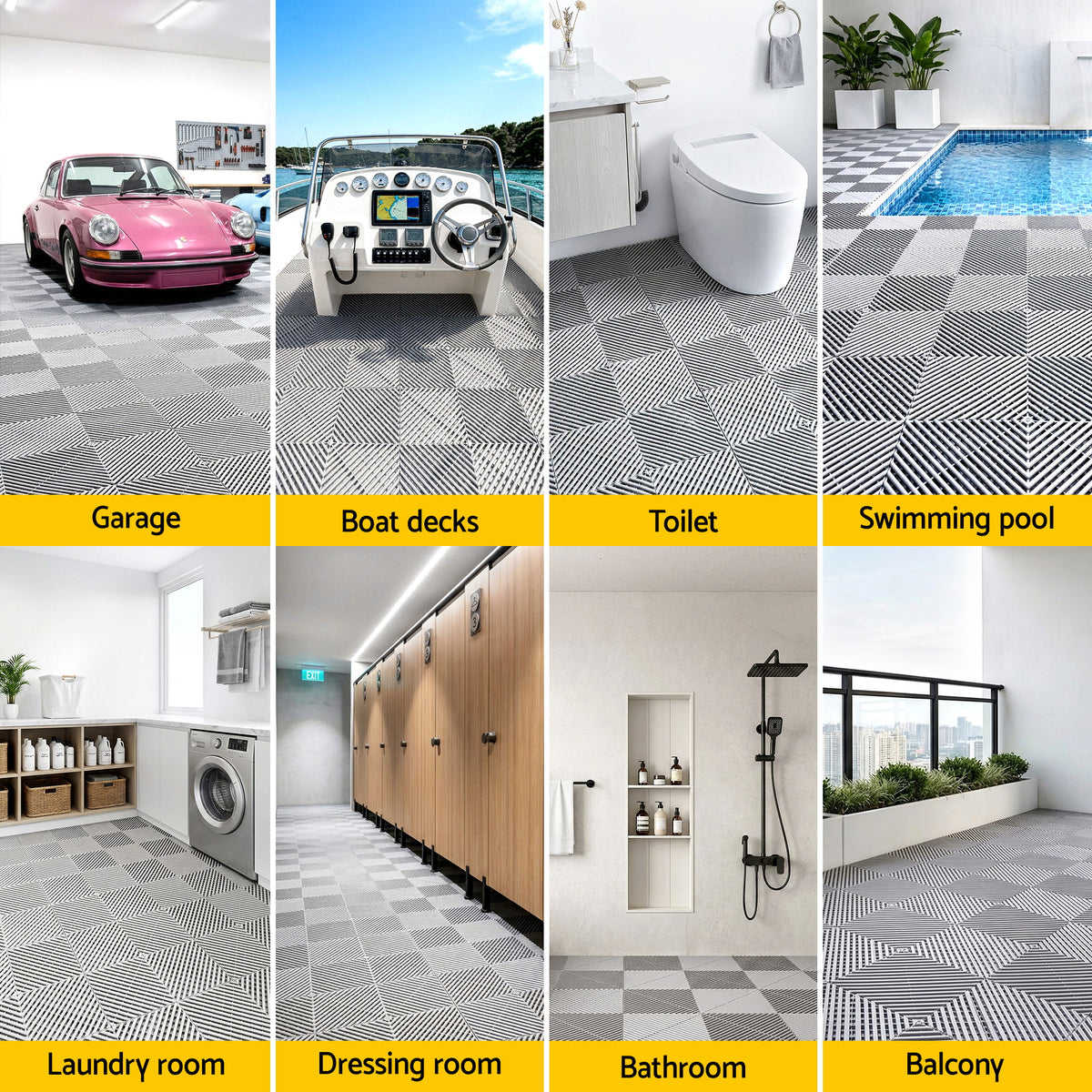 Giantz 20PCS Garage Floor Tiles Interlocking Drainage Non-Slip Tiles Heavy Duty for Workshop Grey