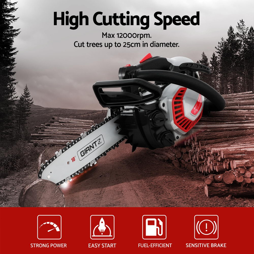 Giantz 25CC Petrol Chainsaw 10'' Bar Chain Saw Lightweight for Pruning Cutting
