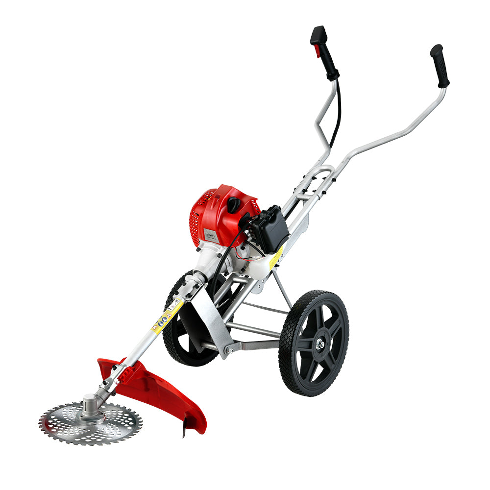 Giantz 52cc Petrol Brush Cutter Whipper Saw Trimmer 2 Stroke 3-in-1 Wheel