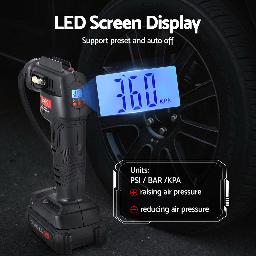 Giantz Cordless Tyre Inflator Portable Air Compressor Pump 20V 120PSI Digital LED