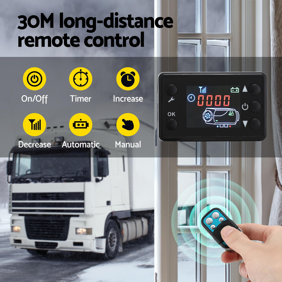 Giantz Diesel Air Heater 12-24V 2KW LCD Display Remote Control for Car Bus RV Indoor Black