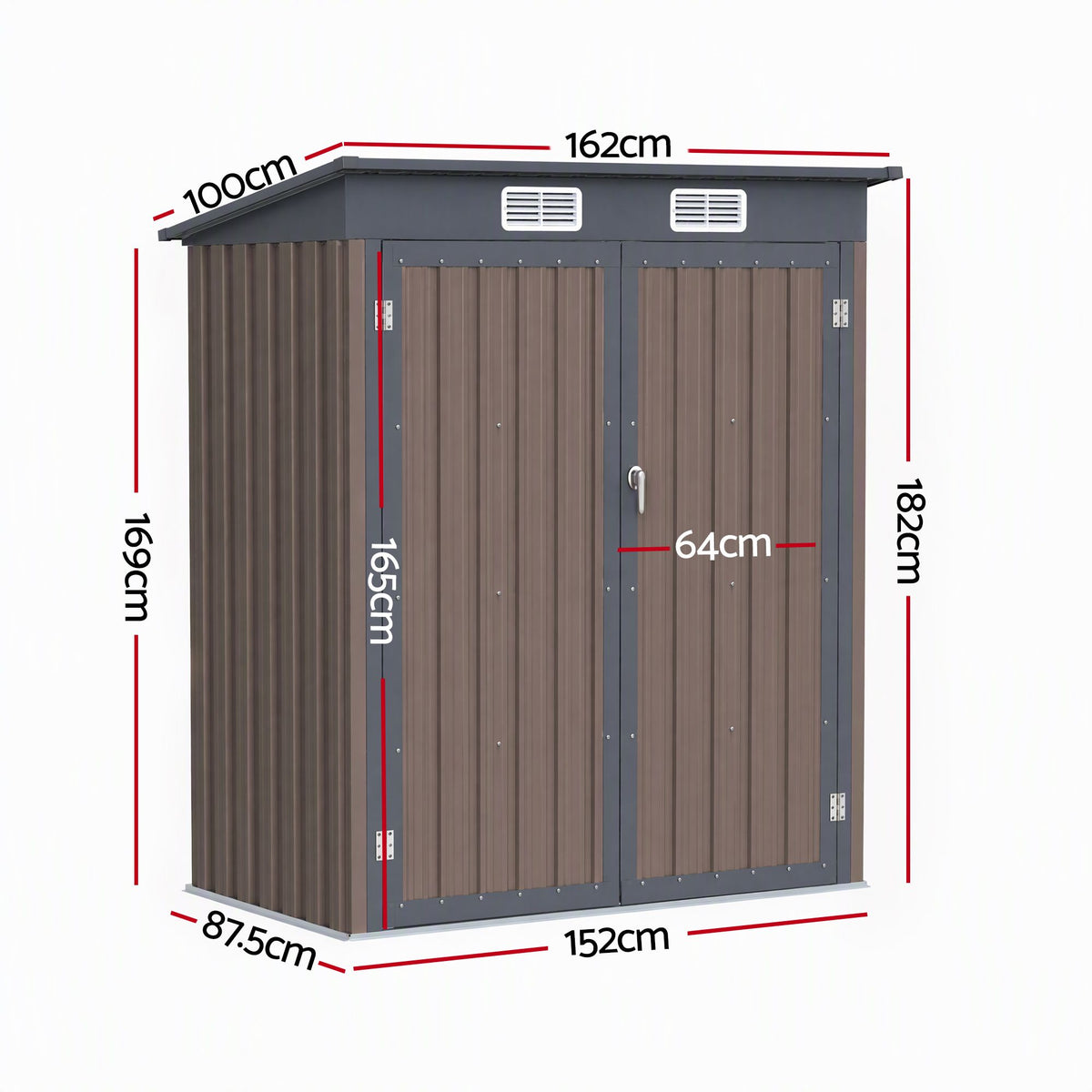 Giantz Garden Shed 1.62x1M Outdoor Storage Tool Workshop House Shelter Brown