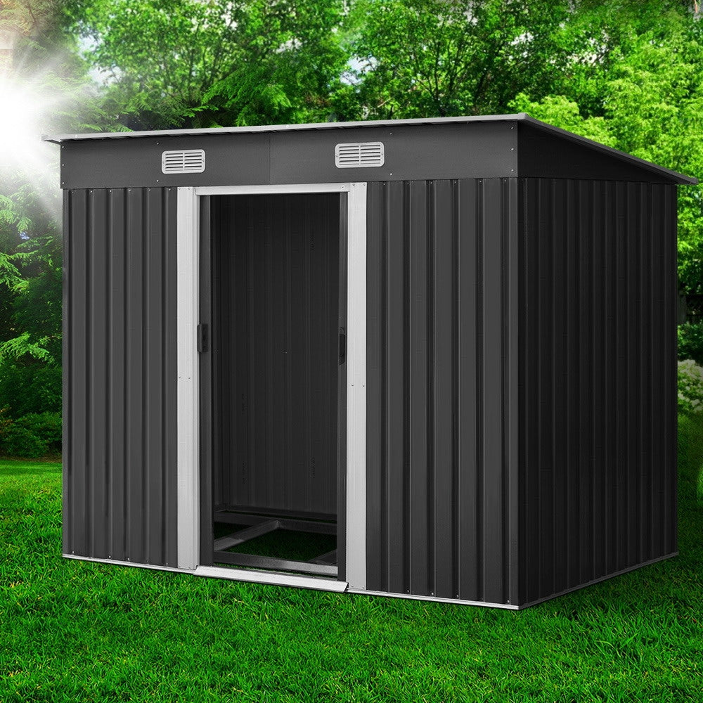 Giantz Garden Shed 2.38x1.31M w/Metal Base Sheds Outdoor Storage Tool Workshop Sliding Door