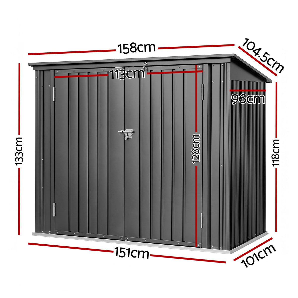 Giantz Garden Shed Wheelie Bin Storage Enclosure Outdoor Lockable Steel Cabinet