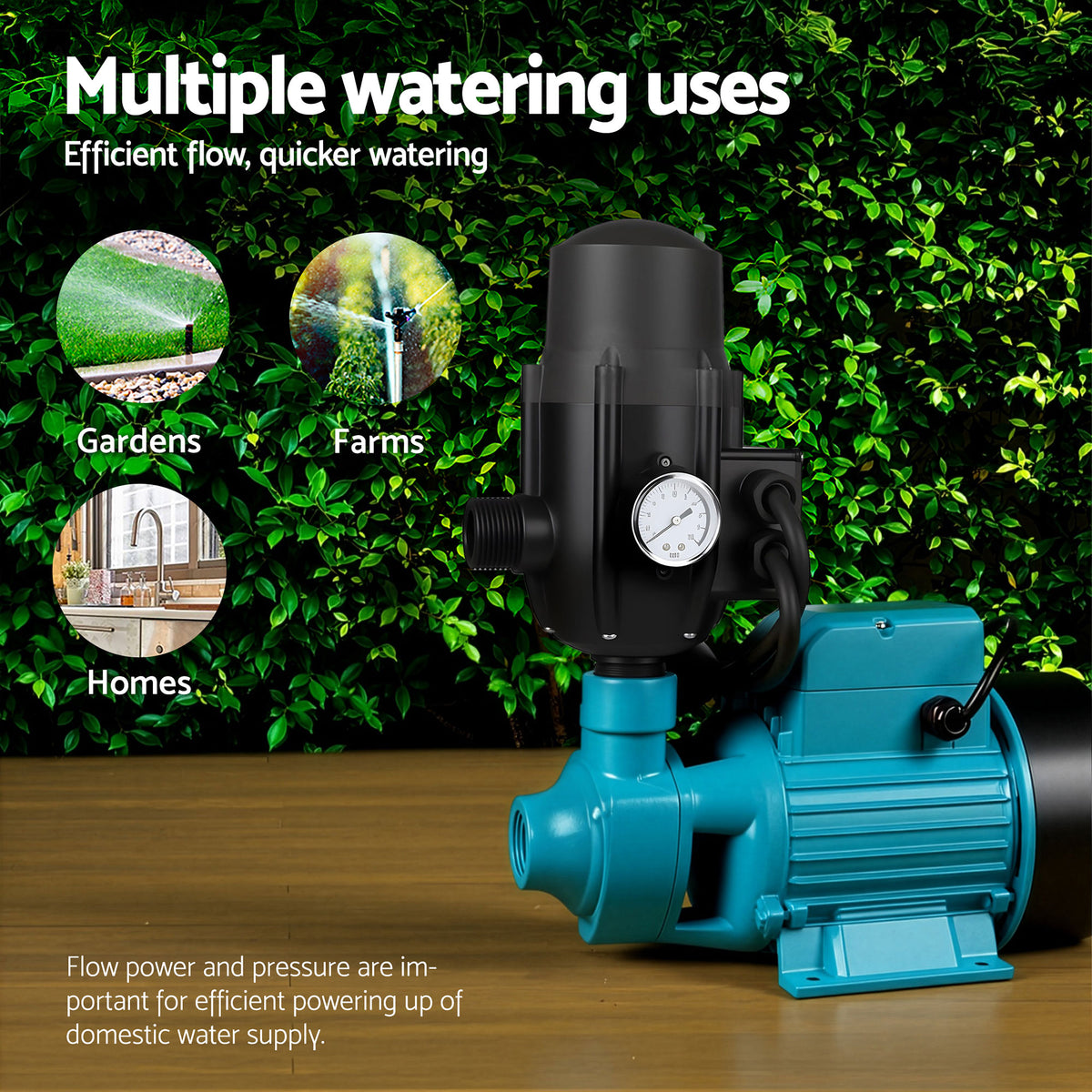 Giantz Peripheral Water Pump Garden Boiler Car Wash Auto Irrigation QB80 Black