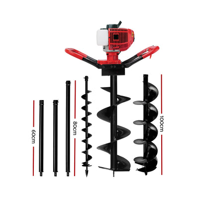 Giantz Petrol Post Hole Digger Extension Auger Bits Kit
