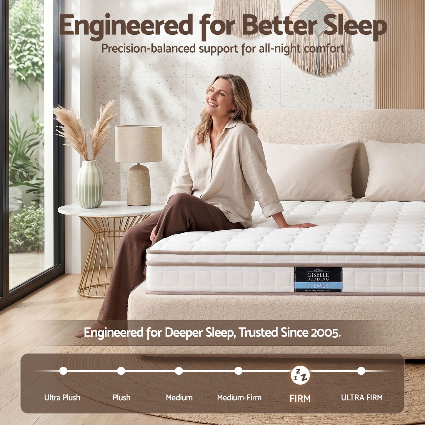 Giselle 20cm Firm Double Mattress Pocket Spring for Bedroom or Guest Room