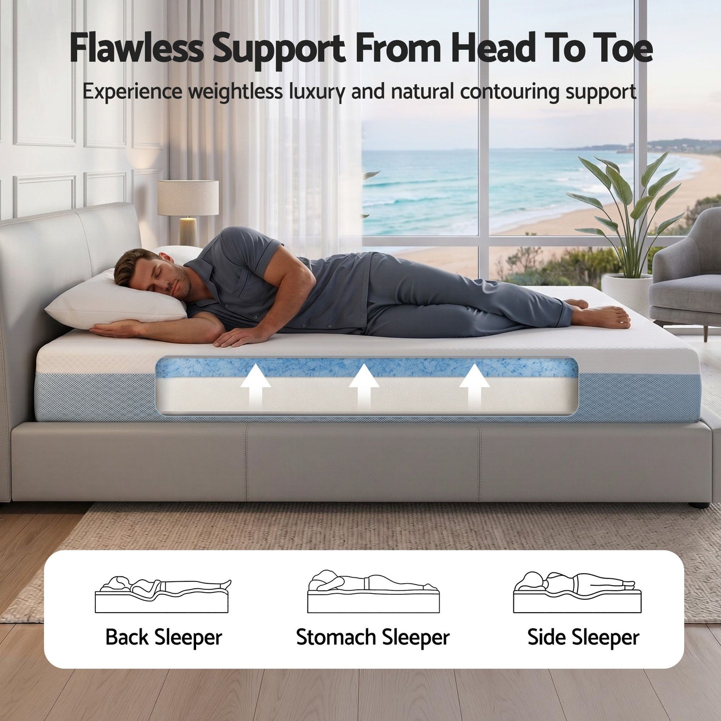 Giselle 22cm Cooling Gel Memory Foam Mattress Double Medium Firm