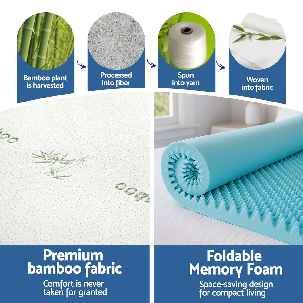 Giselle 8cm Memory Foam Mattress Topper Gel Egg Crate Foam Bamboo Double
