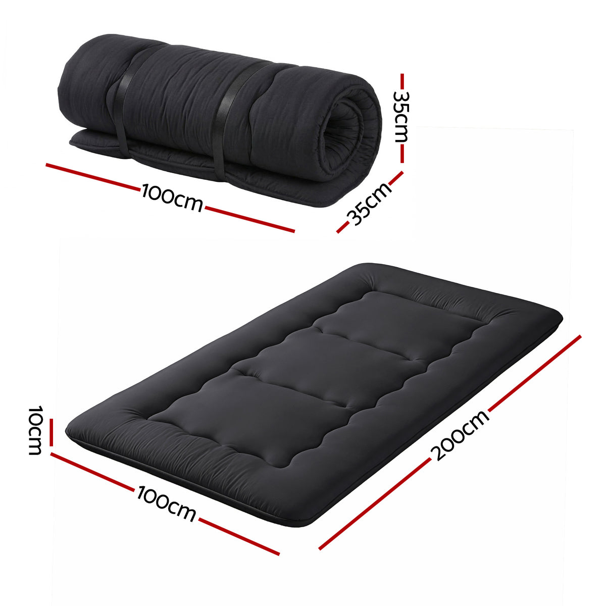 Giselle Bedding 10cm Japanese Floor Mattress Foldable Futon Mattress Washable Cover Straps