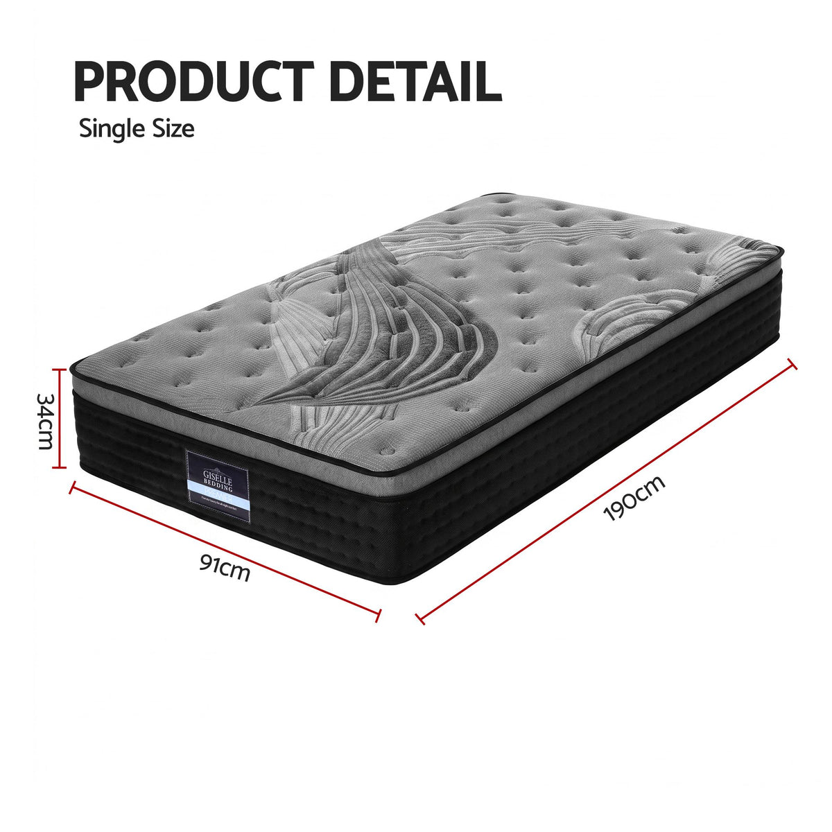 Giselle Bedding 34cm Mattress Bamboo Cover Single