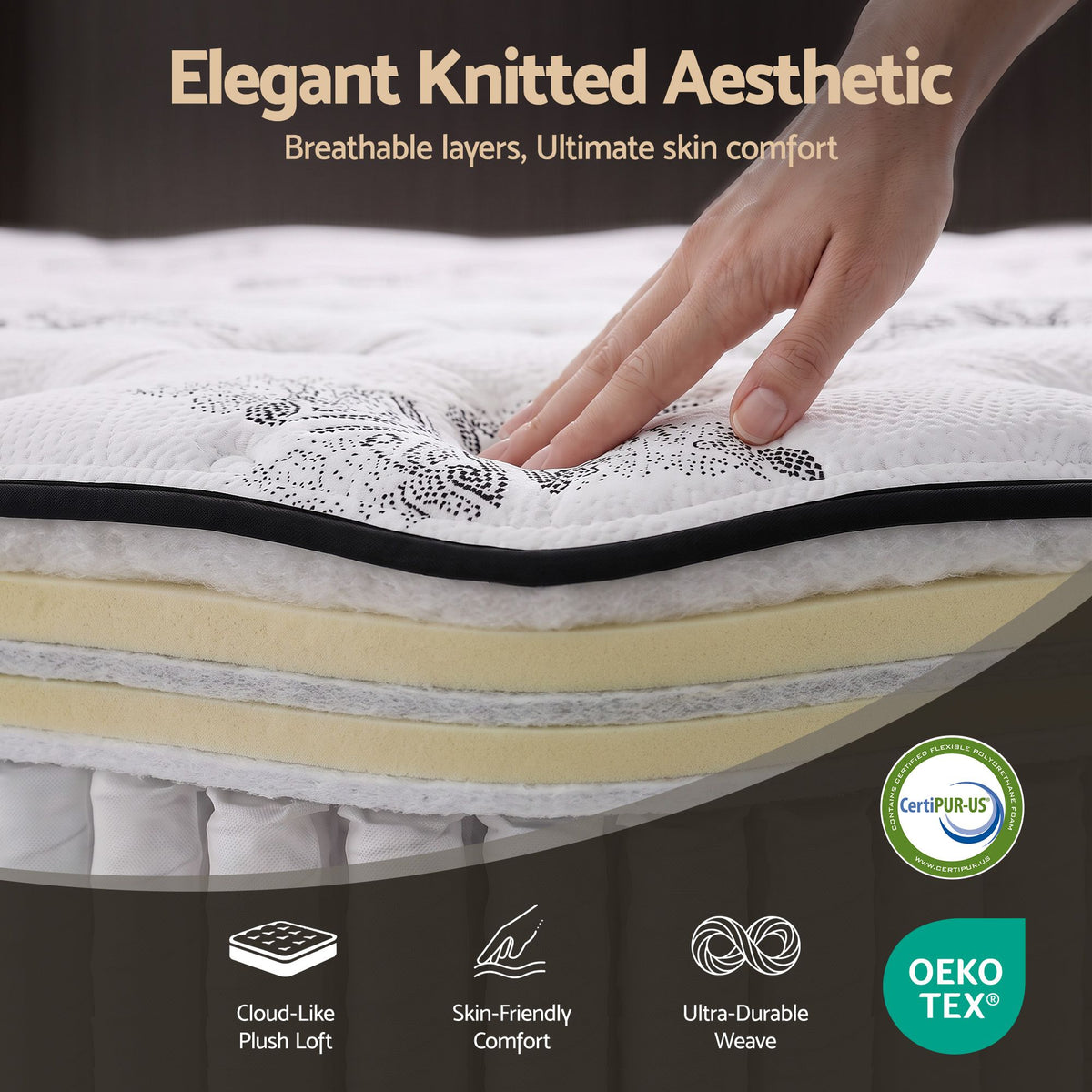 Giselle Bedding 34cm Mattress Euro Top Pocket Spring Super King
