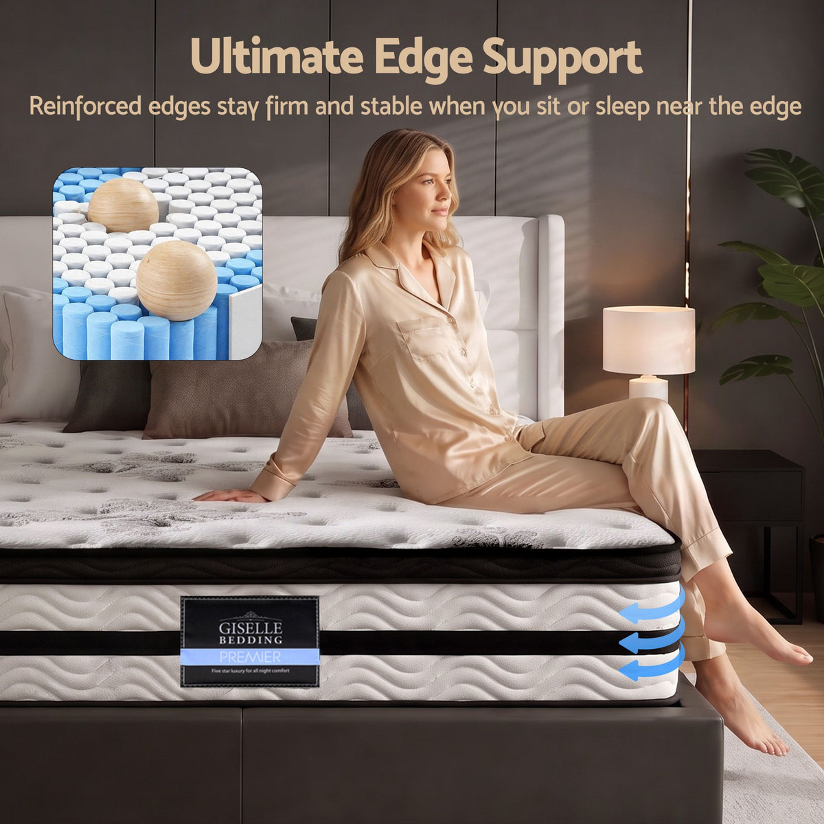 Giselle Bedding 34cm Mattress Euro Top Pocket Spring Super King