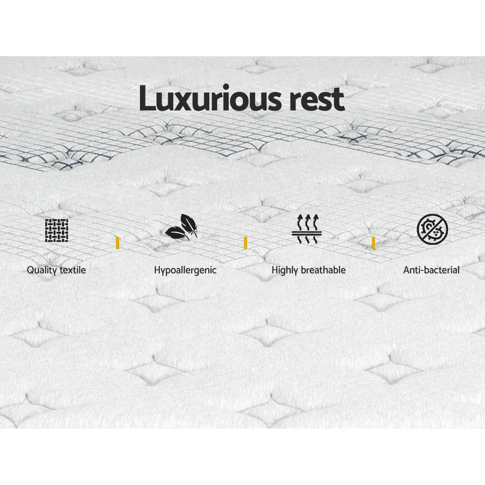 Giselle Bedding 5-Zone King Mattress 32cm Extra Firm Enhanced 6-turn Individual Pocket Spring for Back Pressure Relief