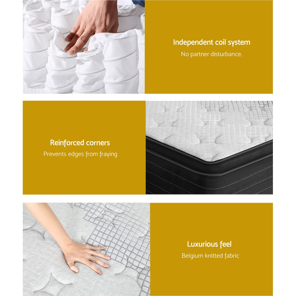 Giselle Bedding 5-Zone King Mattress 32cm Extra Firm Enhanced 6-turn Individual Pocket Spring for Back Pressure Relief