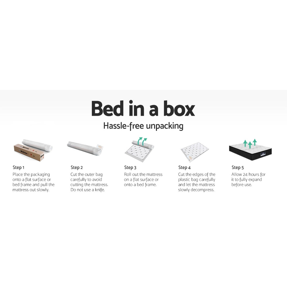 Giselle Bedding 5-Zone King Mattress 32cm Extra Firm Enhanced 6-turn Individual Pocket Spring for Back Pressure Relief