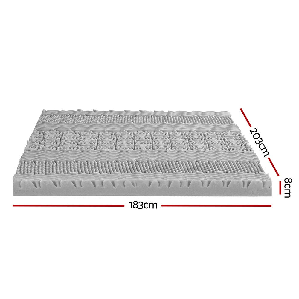 Giselle Bedding 8cm Memory Foam Mattress Topper 7-Zone Graphite King