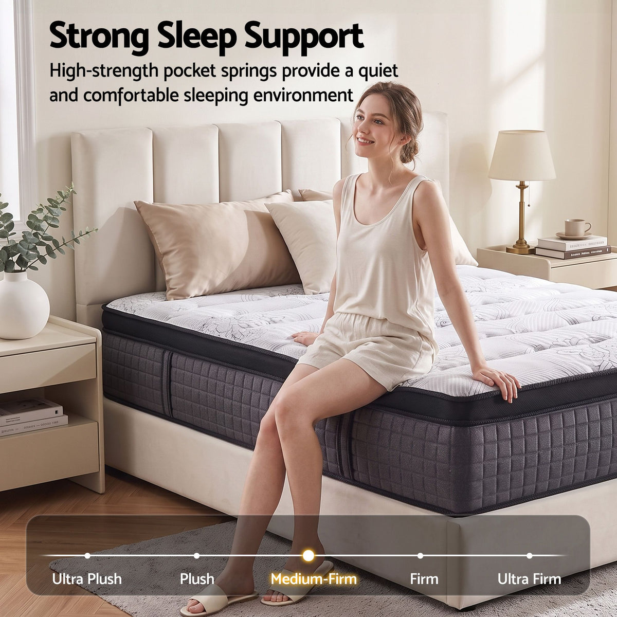 Giselle Bedding 9 Zone Double Mattress 34cm with Latex & Egg Crate Foam for Pressure Relief