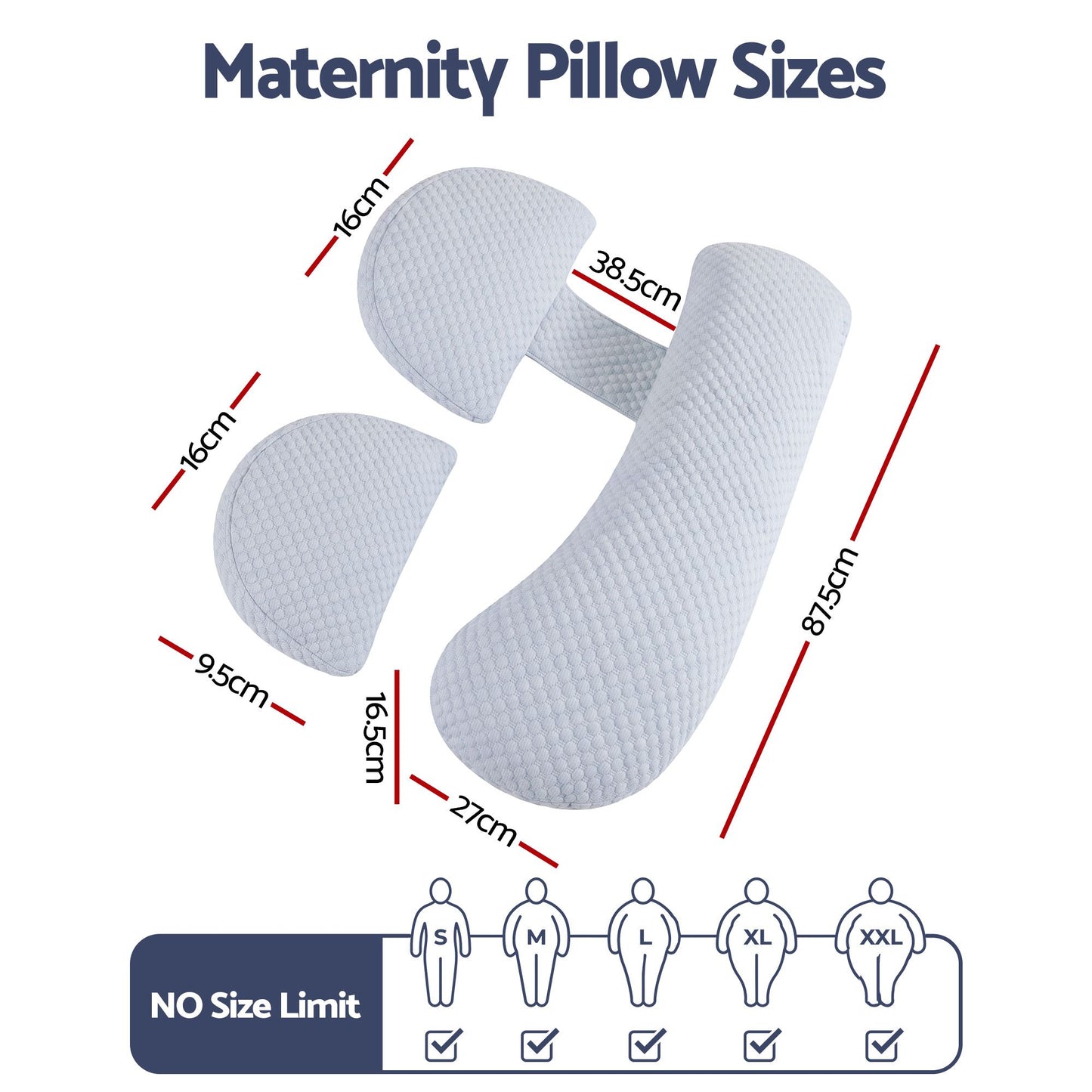 Giselle Bedding Cooling Pregnancy Pillow Adjustable Maternity Pillow for Sleeping, Body Pillows for Adults Support Back, Belly, and Hips, Blue 37x87 cm