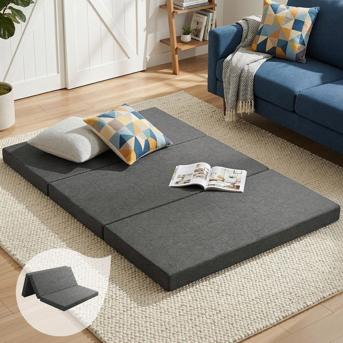 Giselle Bedding Foldable Mattress Folding Foam Double Grey