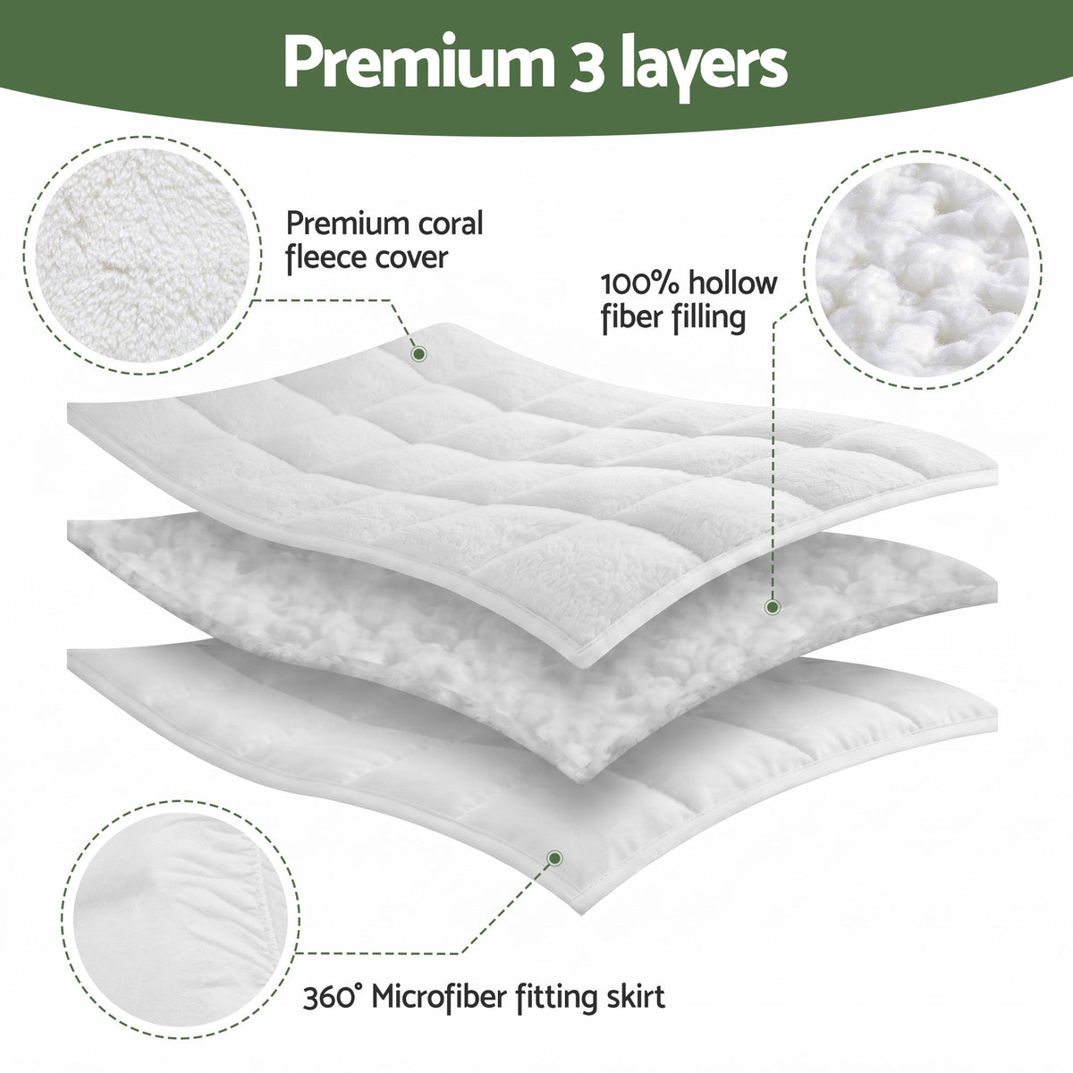 Giselle Bedding King Mattress Topper 5cm Coral Fleece