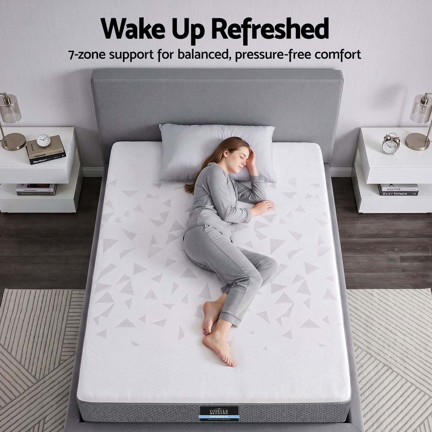 Giselle Bedding King Single Mattress 23cm Pocket Spring Mattress with Adjustable Firmness Reversible Foam Layer for Medium Firm & Firm Support Motion Isolation Bedroom Bed
