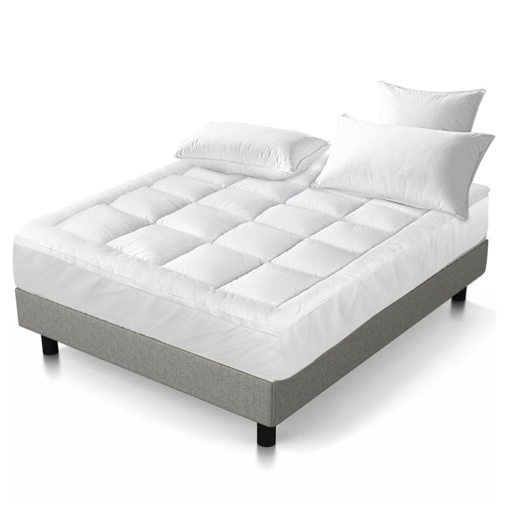 Giselle Bedding Pillowtop Mattress Topper 5cm Thick Pad for Back Pain Relief Washable Underlay Protector 1000GSM Microfibre Filling 45cm Deep Pocket Single