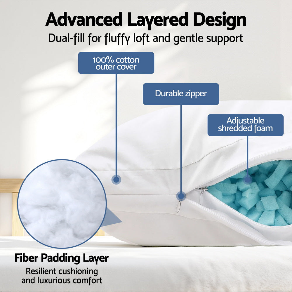 Giselle Bedding Shredded Memory Foam Pillow Adjustable Loft