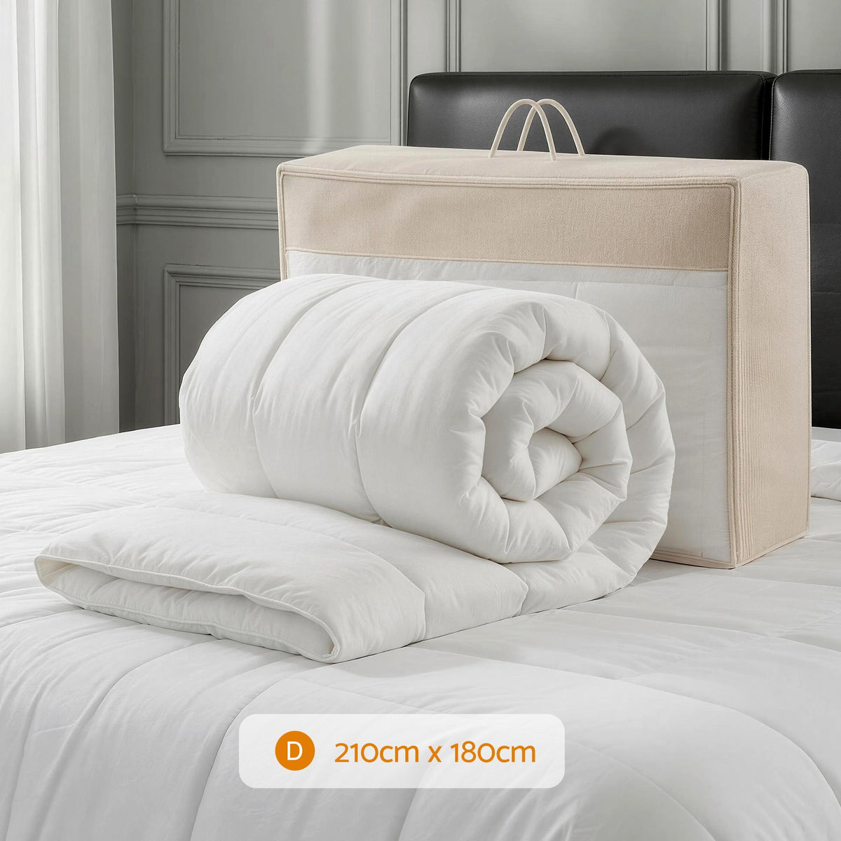 Giselle Bedding Wool Quilt 800GSM Extra Thick Double Winter Doona Baffle Box Construction 100% Wool Filling