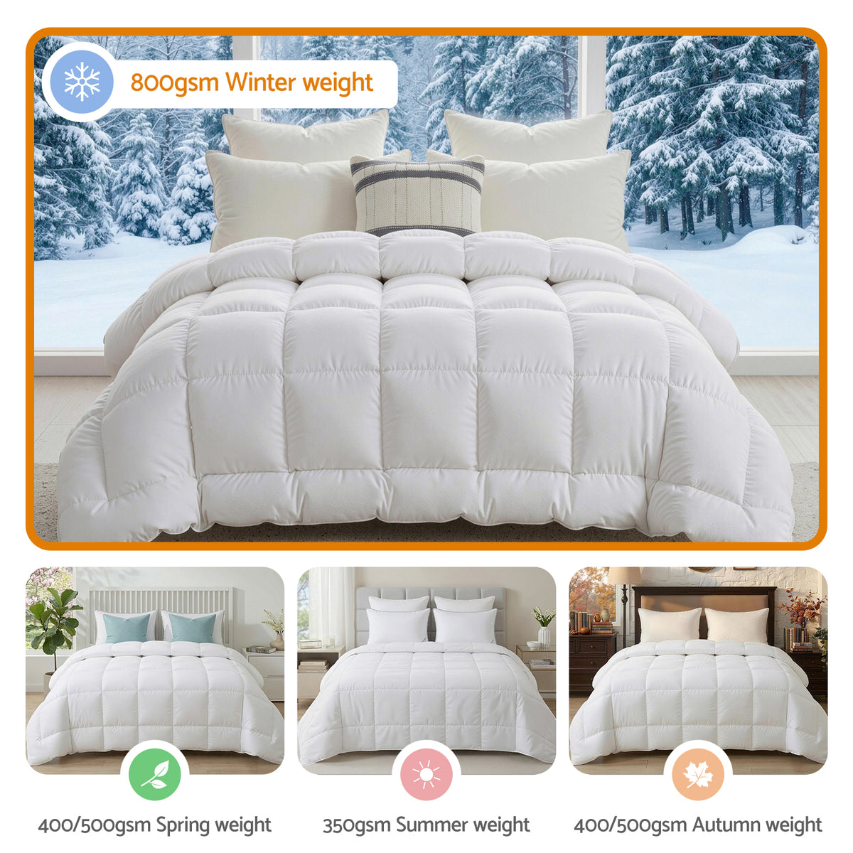 Giselle Bedding Wool Quilt 800GSM Extra Thick Super King Winter Doona Baffle Box Construction 100% Wool Filling