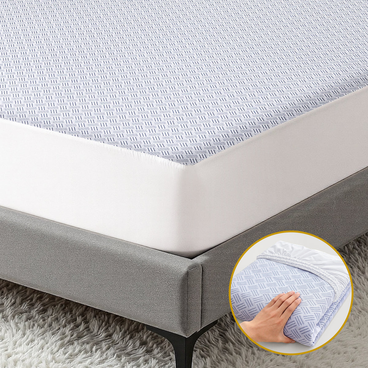 Giselle Cooling Mattress Protector Waterproof Deep Pocket Fitted Cover King Single