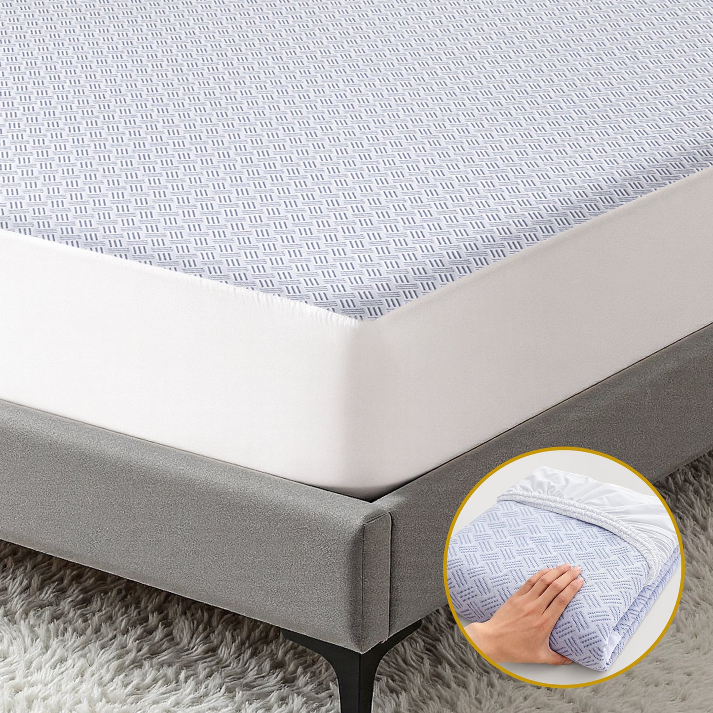 Giselle Cooling Mattress Protector Waterproof Deep Pocket Fitted Cover Single