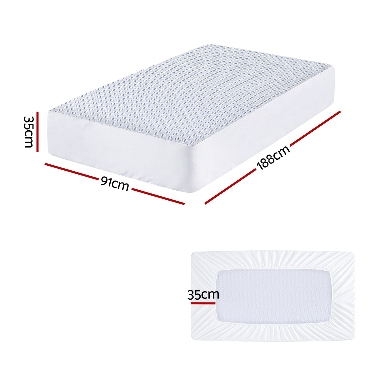 Giselle Cooling Mattress Protector Waterproof Deep Pocket Fitted Cover Single