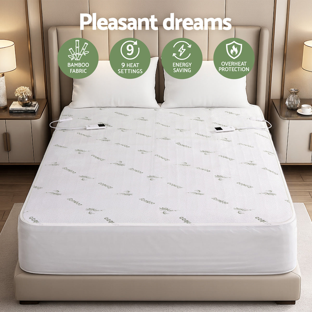 Giselle Electric Blanket Bamboo Fabric Double Fitted Heated Pad Underlay Washable Winter