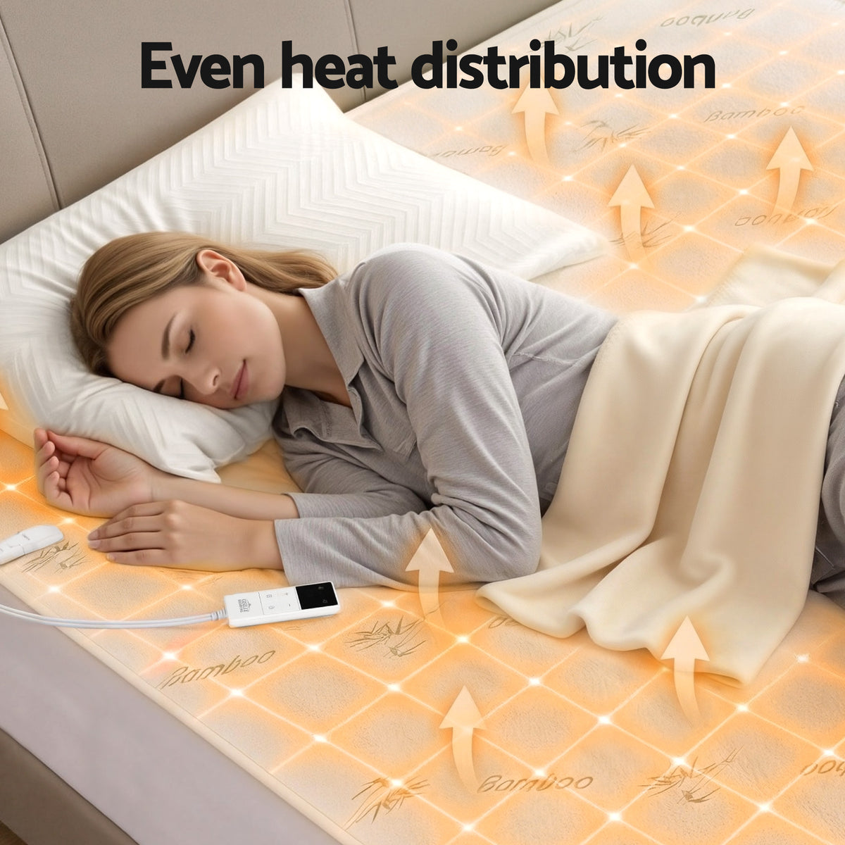 Giselle Electric Blanket Bamboo Fabric King Single Fitted Heated Pad Underlay Washable Winter