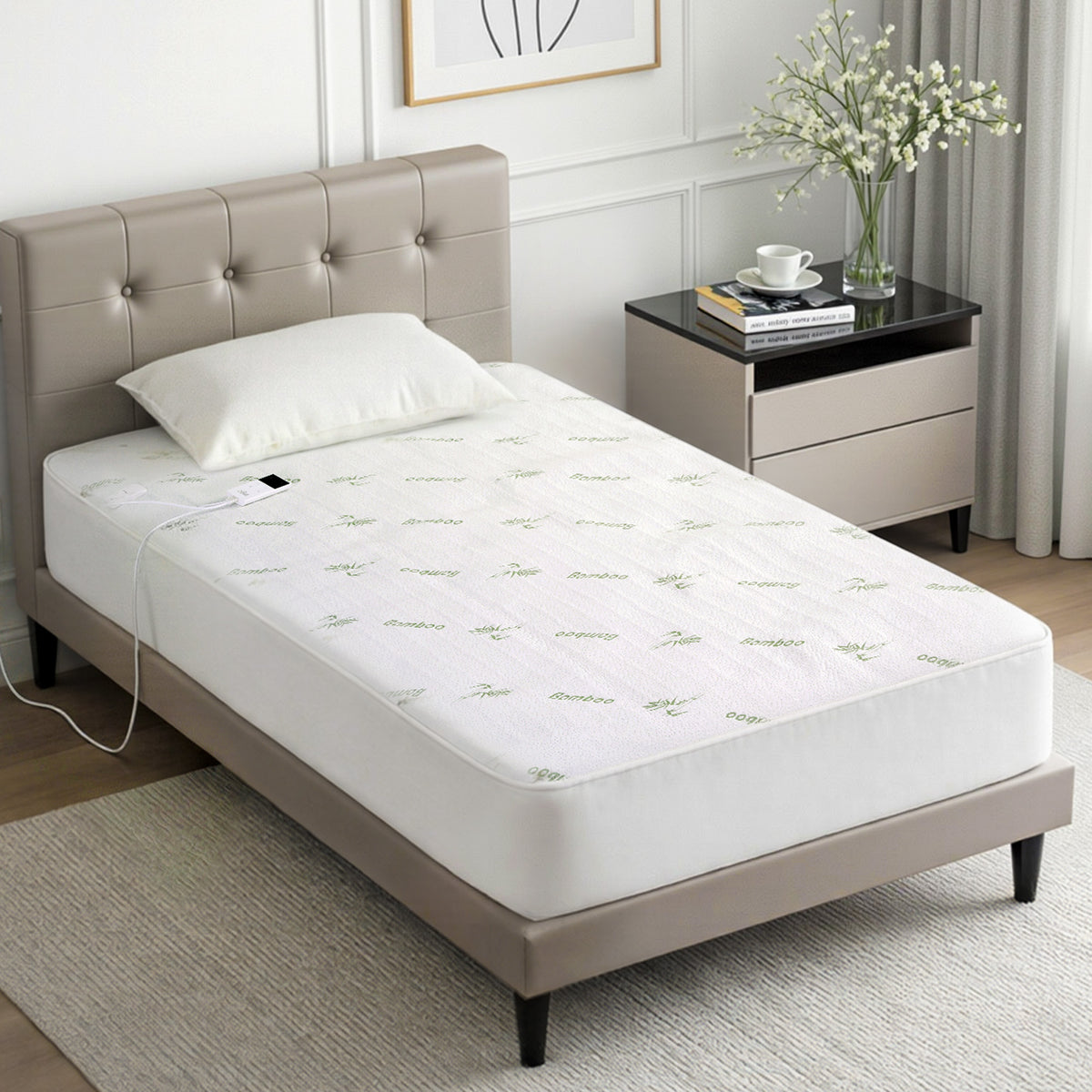 Giselle Electric Blanket Bamboo Fabric Single Fitted Heated Pad Underlay Washable Winter
