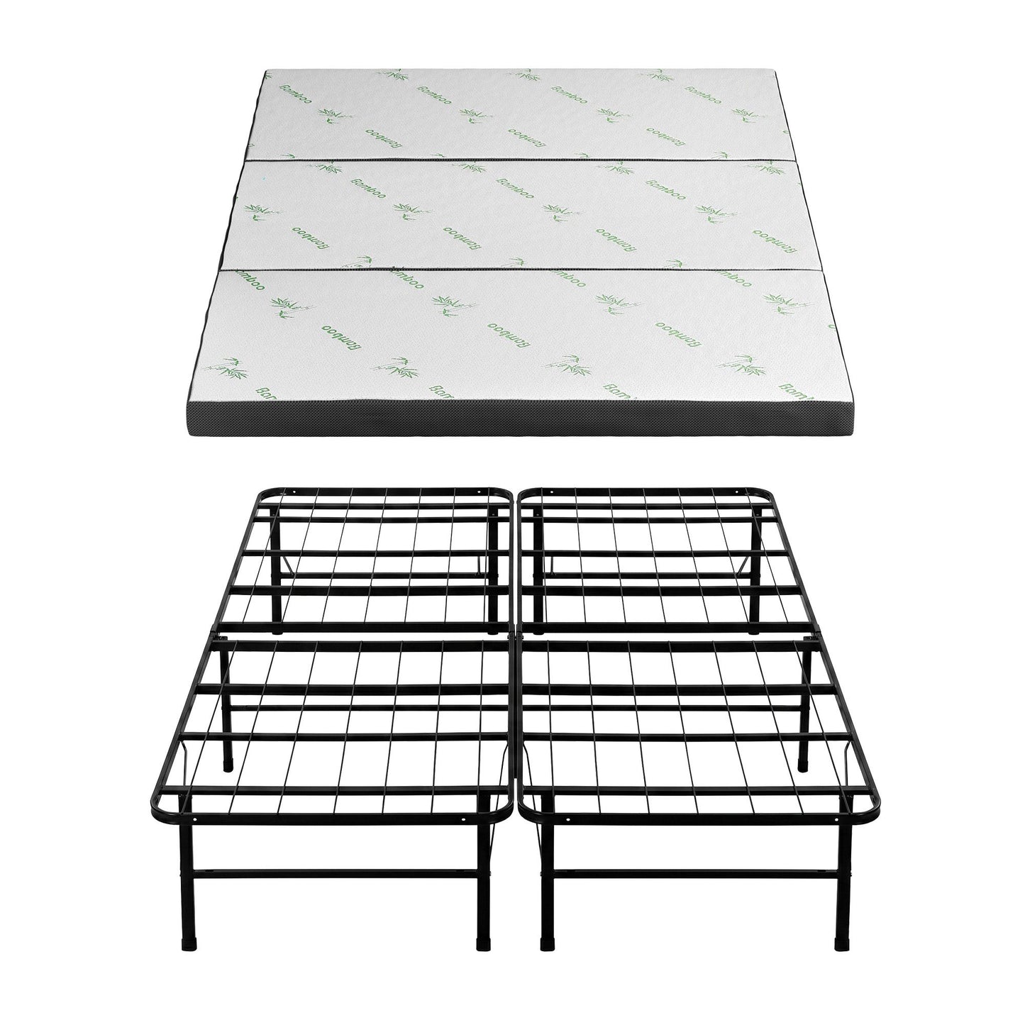 Giselle Folding Bed with Mattress Queen Portable Foldable Guest Bed Bamboo Cover