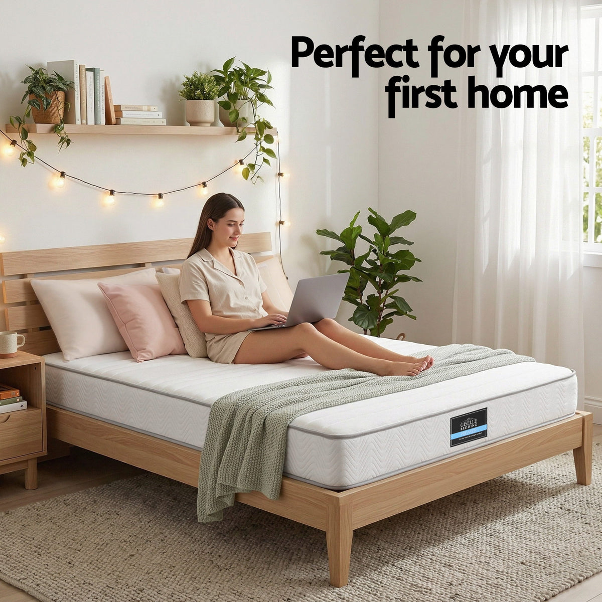 Giselle King Mattress 20cm with Reinforced Edge Support Egg-Crate Foam