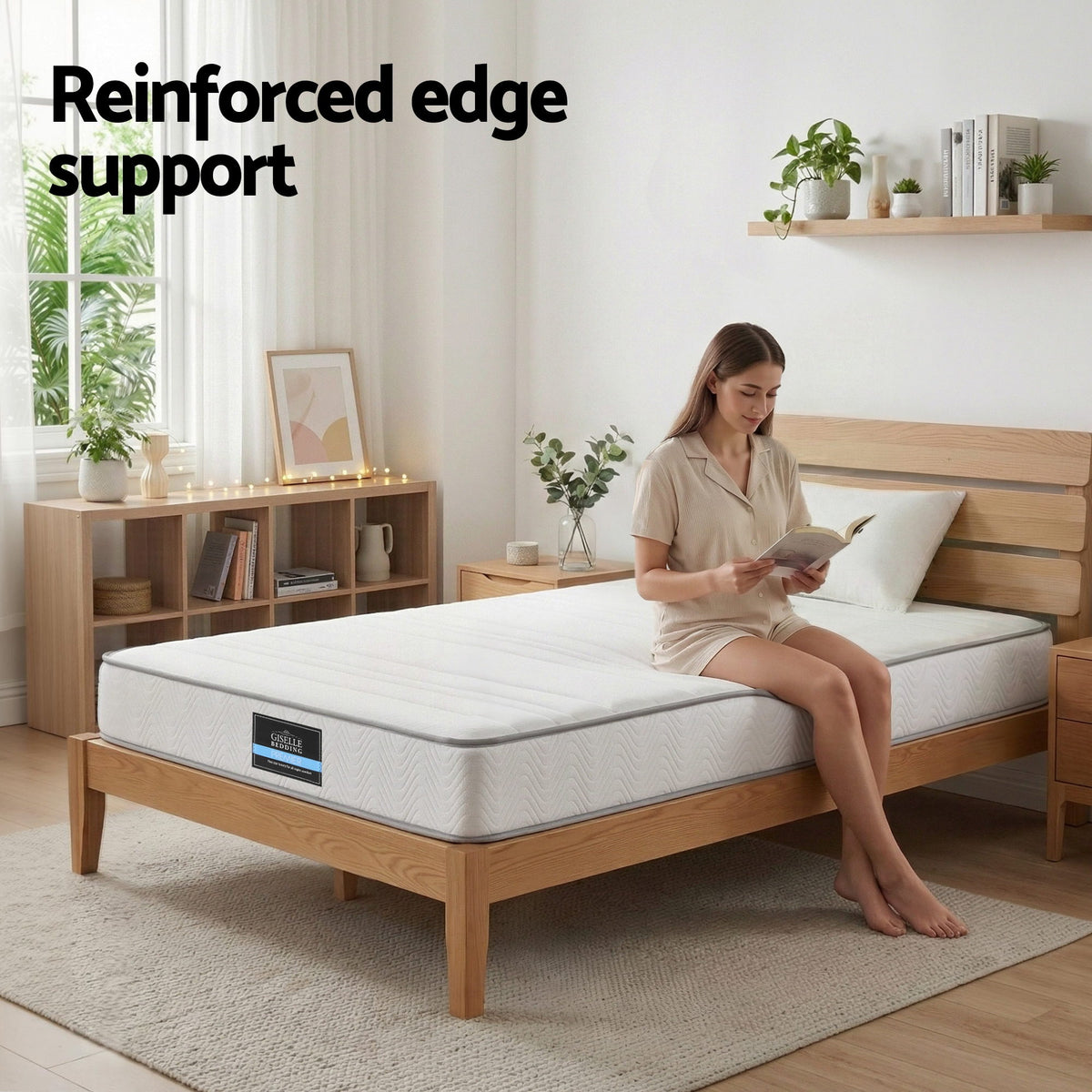 Giselle King Single Mattress 20cm with Reinforced Edge Support Egg-Crate Foam
