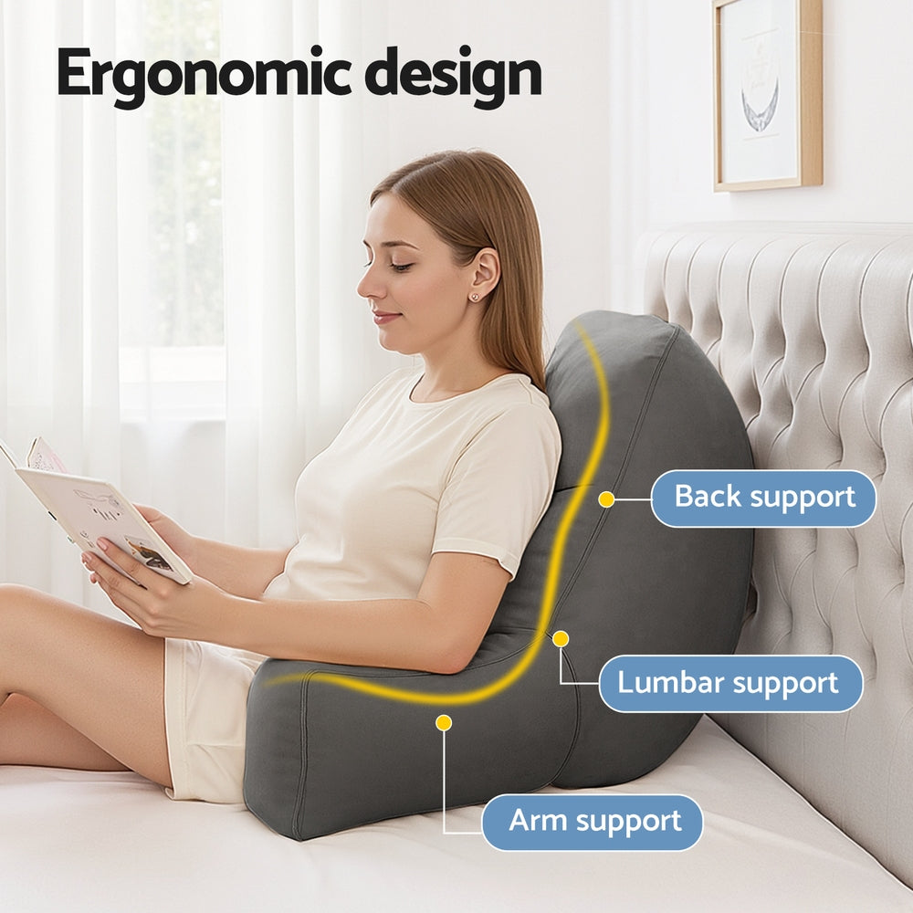 Giselle Reading Pillow Back Rest Lumbar Support Cushion Grey