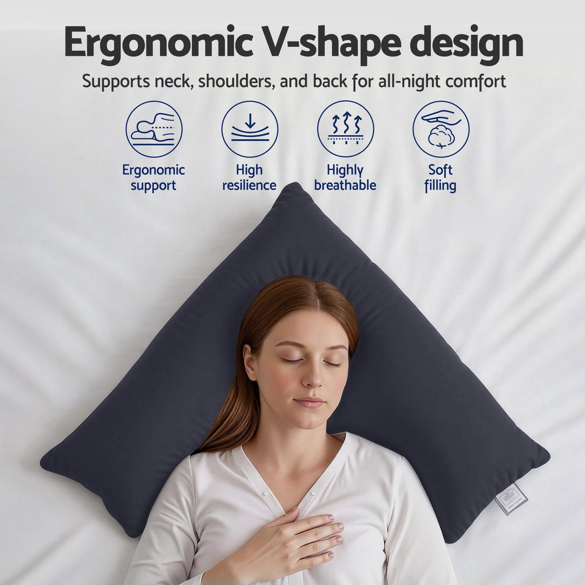 Giselle V Shape Pillow Boomerang Nursing Body Cushion Grey