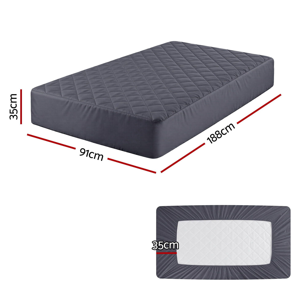 Giselle Water-Resistant Mattress Protector Microfiber 35cm 360° Fit Single