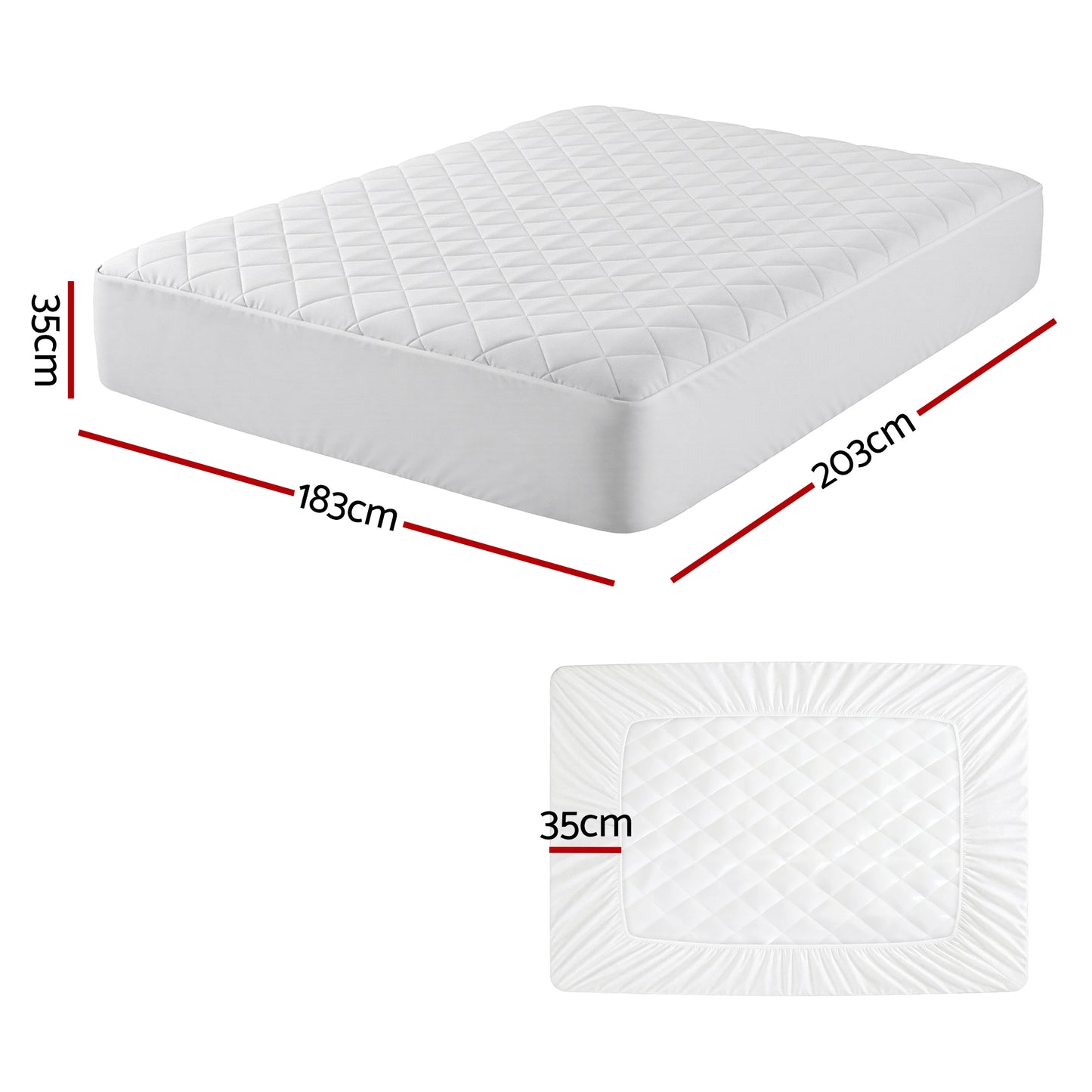 Giselle Waterproof Mattress Protector 100% Cotton Quilted Fitted Cover King