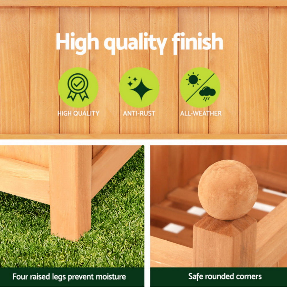 Green Fingers 2X Garden Bed Wooden 64x35x115cm Planter Raised Box Container Trellis