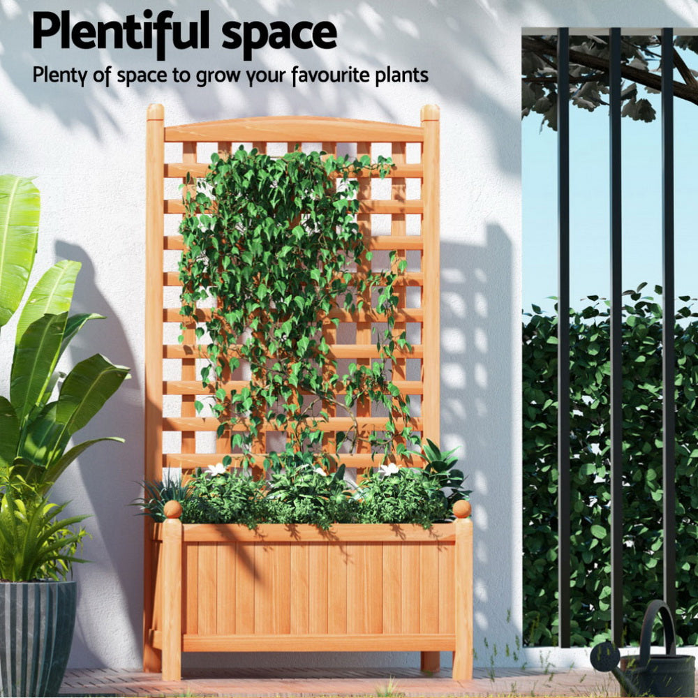 Green Fingers 2X Garden Bed Wooden 64x35x115cm Planter Raised Box Container Trellis