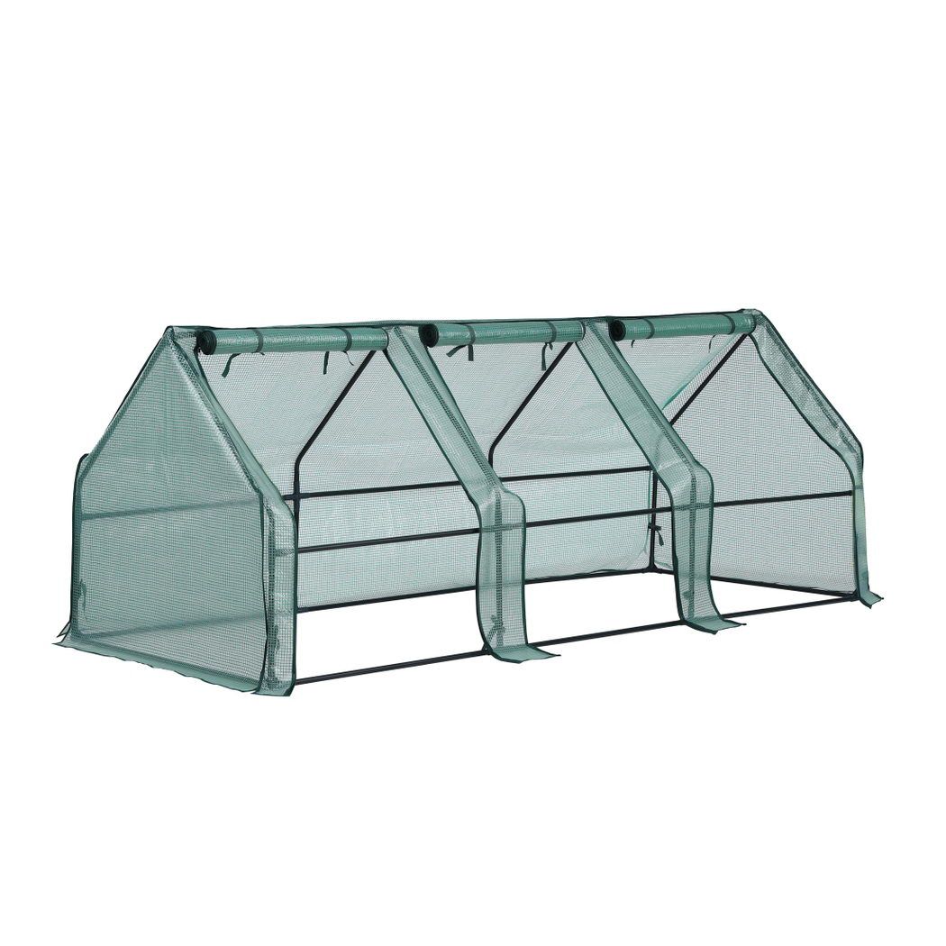 Green Fingers Mini Greenhouse 240x90x90cm Steel Frame PE Cover Outdoor Shelter